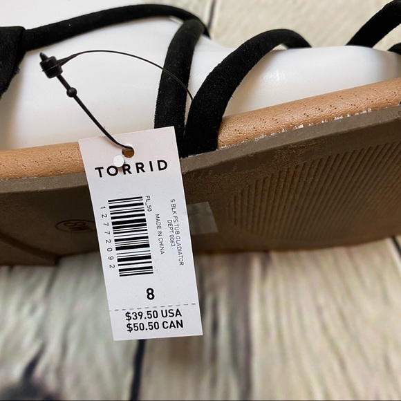 Torrid NWT Black Gladiator Sandals 8 Wide - Picture 7 of 7